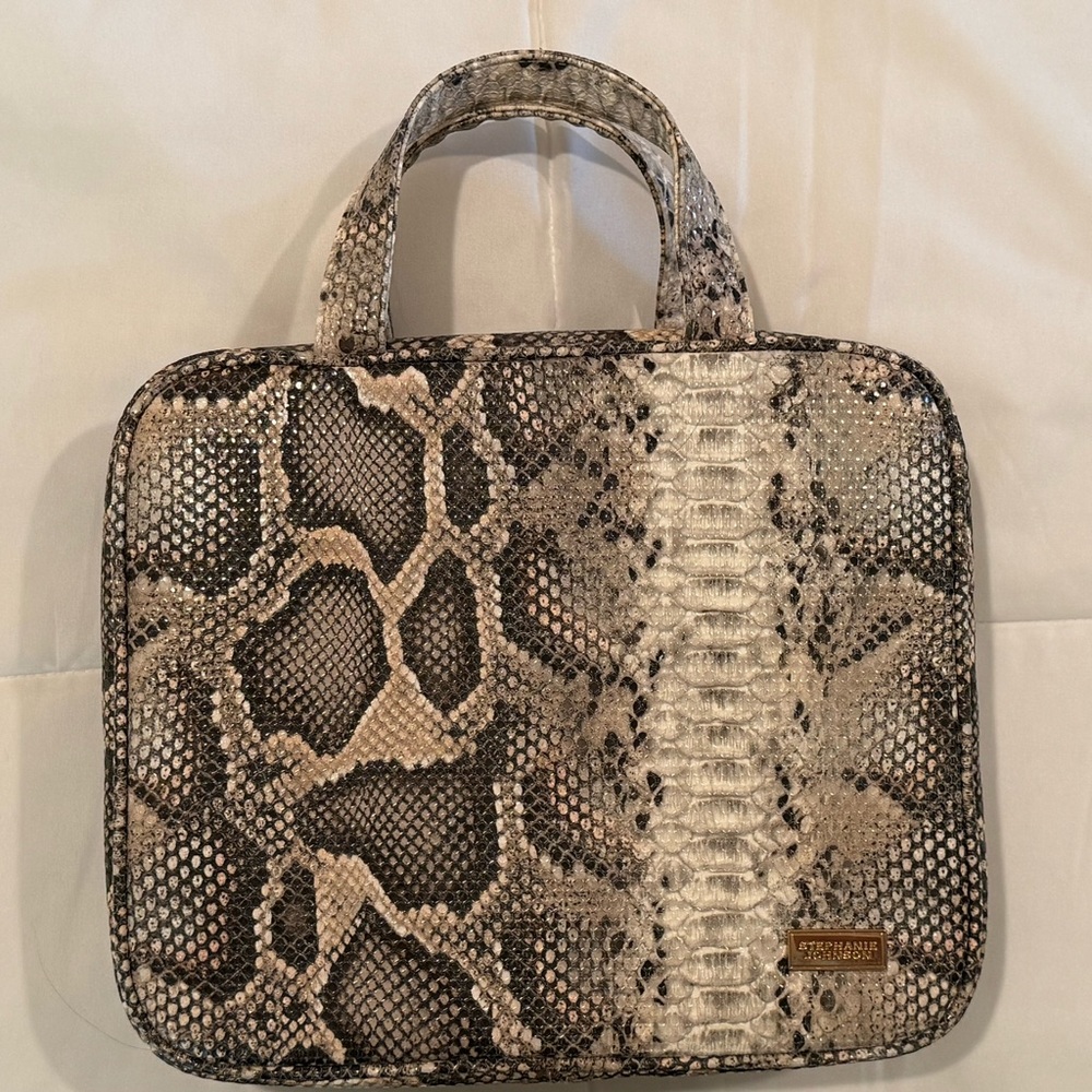 Stephanie Johnson Black and Cream Snakeskin Cosmetic Bag